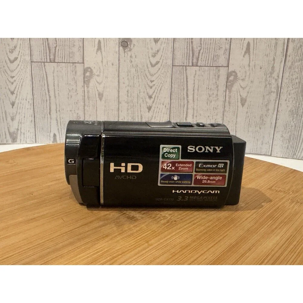 Sony HDR-CX130 Handycam HD Camcorder Black Bundle W Adapter Etc. Working ￼